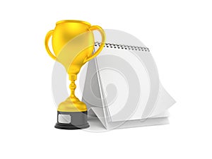 Golden trophy with blank calendar