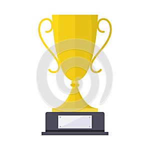 Golden trophy cup icon. Winner, champion, leader symbol. Can also be used for education, academics and science