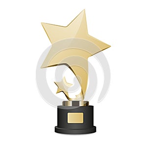 Golden Trophy Cup with Large and Small Star Icon