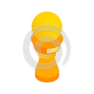 Golden trophy with golf ball isometric 3d icon