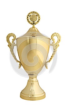 Golden trophy isolated on whit