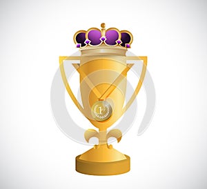 golden trophy and a kings crown illustration photo