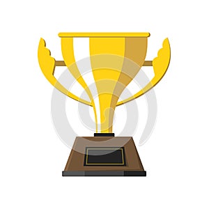 Golden trophy in trendy flat design isolated vector