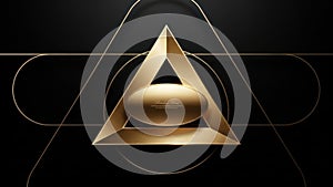 Golden trophy in triangular frame