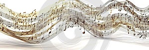 Golden Trumpet Creates Flowing Melody With Vibrant Music Notes in Rhythmic Harmony photo