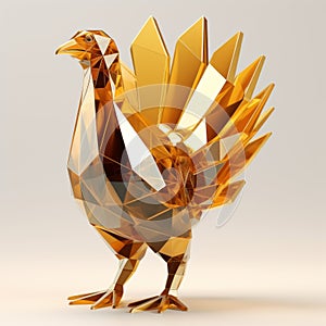 golden turkey 3d render on white background