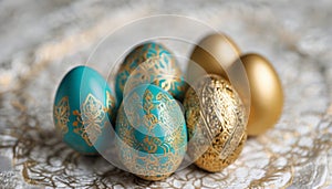 Golden and turquise eggs