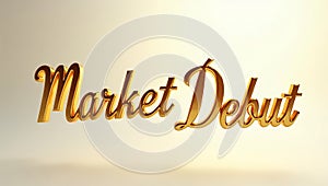 Golden typography displaying 'Market Debut' against a softly lit background photo