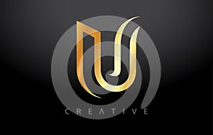 Golden U Letter Concept With Lines Monogram and Metalic Creative Look Vector