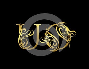 Golden U, O and UO Luxury Letter Logo Icon. Graceful royal style. Luxury gold alphabet arts logo