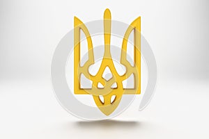 Golden Ukrainian trident. 3d render