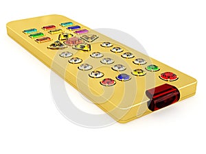 Golden universal remote control with gems buttons