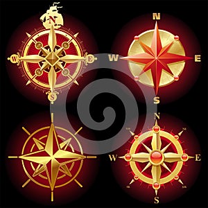 Golden vector compass rose