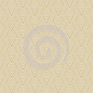 Golden vector geometric lines pattern. Retro abstract graphic striped ornament