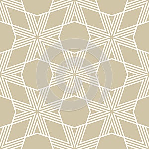 Golden vector geometric seamless pattern. Stylish linear geo background