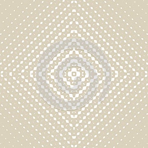 Golden vector halftone seamless pattern. Radial gradient with square grid