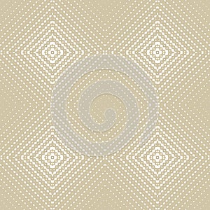 Golden vector halftone seamless pattern. Radial gradient texture with grid