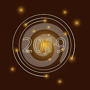 Golden Vector luxury text 2019 Happy new year. Gold Festive Numbers Design. Happy New Year Banner with 2019 Numbers