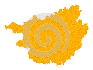 Golden Vector Map of Guangxi Zhuang Region