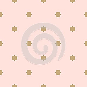 Golden vector minimalist seamless pattern with small stars, tiny floral shapes