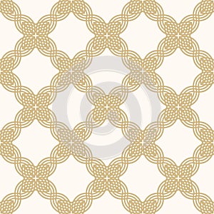 Golden vector seamless pattern. Luxury gold abstract floral grid ornament