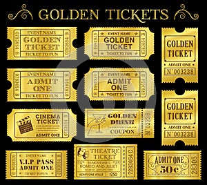 Golden Vector Ticket Templates