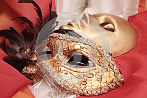 Golden venetian masks