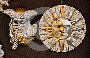 Golden Venetian masks