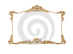Golden vintage frame. Isolate mirror. Design retro element. physical realistic reflection .