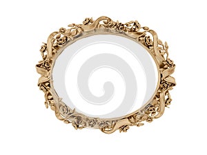 Golden vintage frame. Isolate mirror. Design retro element. physical realistic reflection .