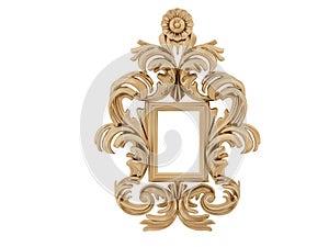 Golden vintage frame. Isolate mirror. Design retro element. physical realistic reflection .