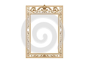 Golden vintage frame. Isolate mirror. Design retro element. physical realistic reflection .