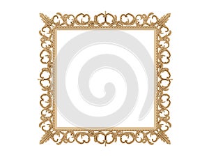 Golden vintage frame. Isolate mirror. Design retro element. physical realistic reflection .