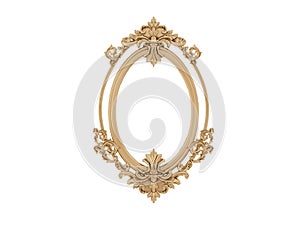 Golden vintage frame. Isolate mirror. Design retro element. physical realistic reflection .