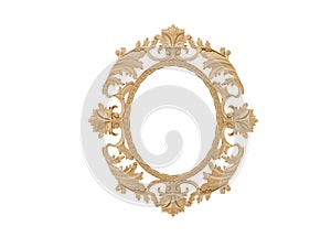 Golden vintage frame. Isolate mirror. Design retro element. physical realistic reflection .