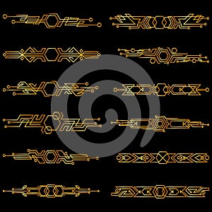 Golden vintage victorian art decor decorative ornamental divider design frames for elegant banner creative template