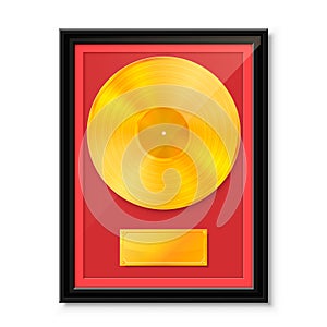 Golden vinyl in frame on wall, Collection disc