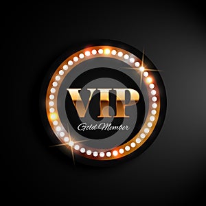 Golden vip banner with lights