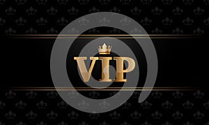 Golden vip card with crown. Luxury abstract invitation. Vector illustration