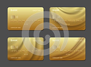 Golden VIP card mockup isolated,vector set