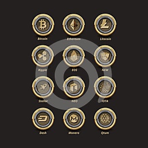 12 Golden virtual money coins