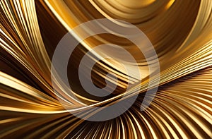 Golden volumetric 3D background with waves