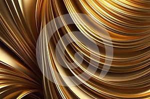 Golden volumetric 3D background with waves