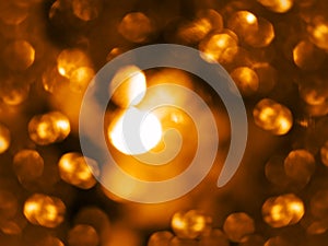 Golden warm color festive sparkling defocused light overlay Orange and yellow bokeh abstract backdrop Christmas New Year