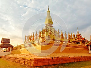 Golden Wat Thap luang Temple in Vientiane, Laos