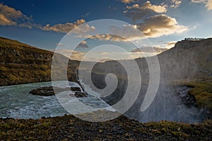 The `golden waterfall` Gullfoss in Iceland