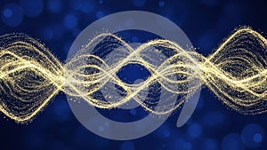 Golden wave pattern against dark blue background