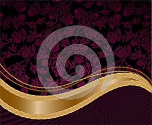 Golden wave on a purple background