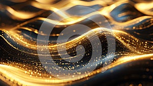 Golden Waves - Abstract Background Design with Shimmering Gold Waves on a Dark Background