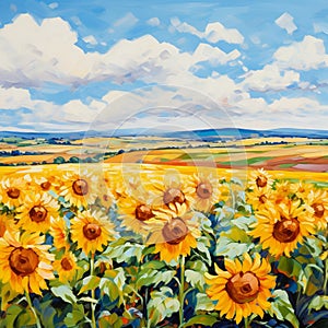 Golden Waves: A Radiant Field of Sunflowers